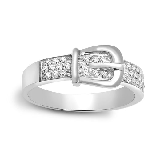 18ct White Gold  0.34ct Diamond Belt Buckle Dress Ring 7mm - 18R767