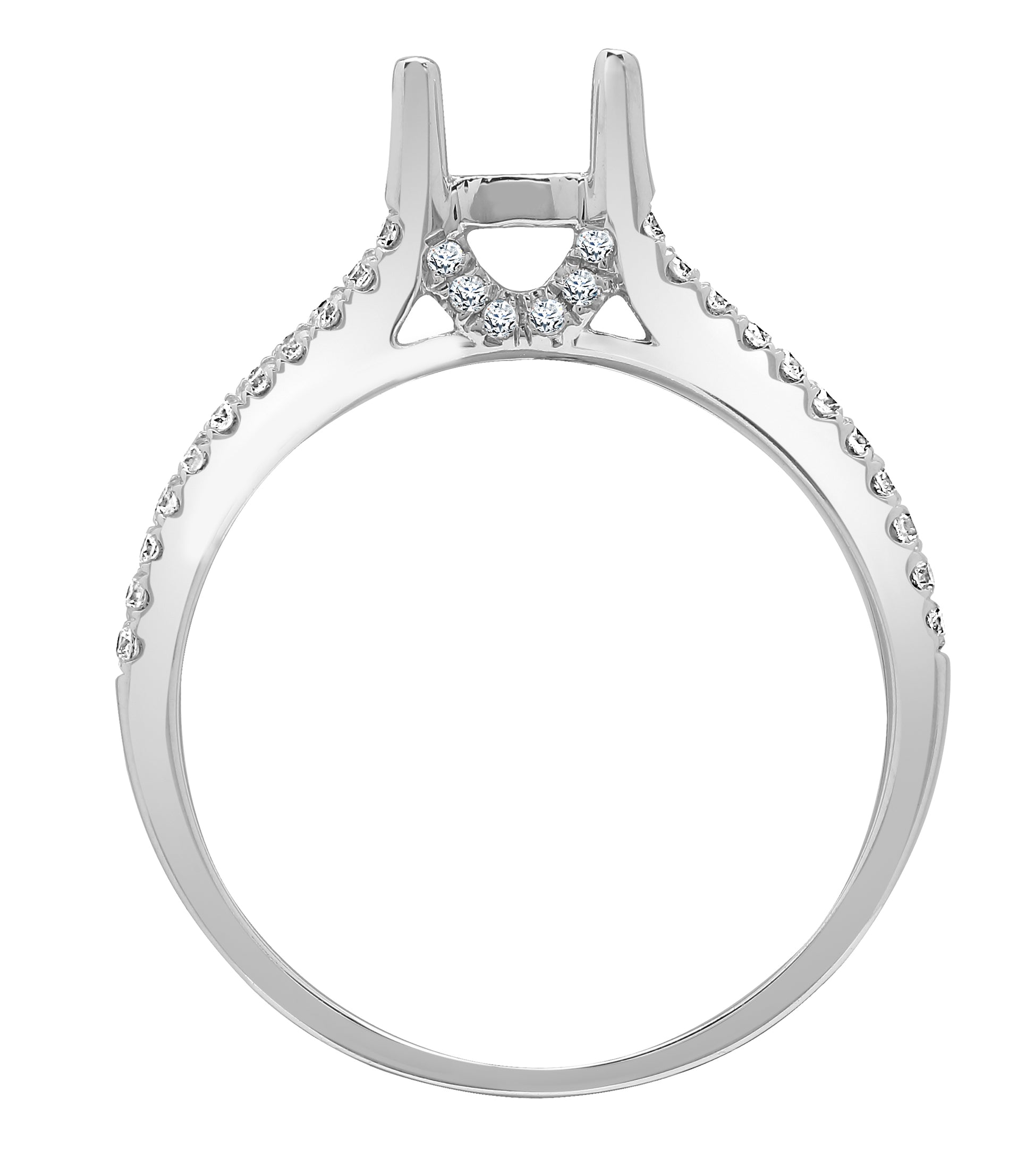 18ct White Gold  Diamond Semi Set Mount Engagement Ring 6.5mm - 18R772-100