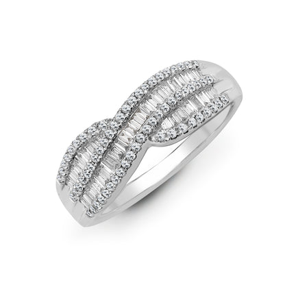 18ct White Gold  0.69ct Diamond Crossover Waves Eternity Ring 6mm - 18R782