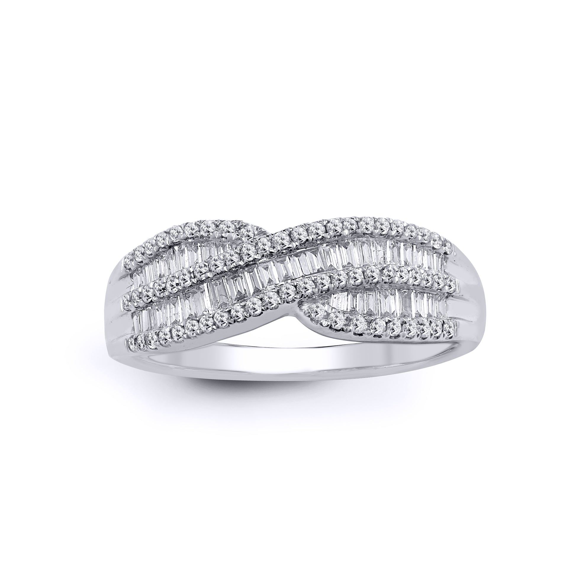 18ct White Gold  0.69ct Diamond Crossover Waves Eternity Ring 6mm - 18R782