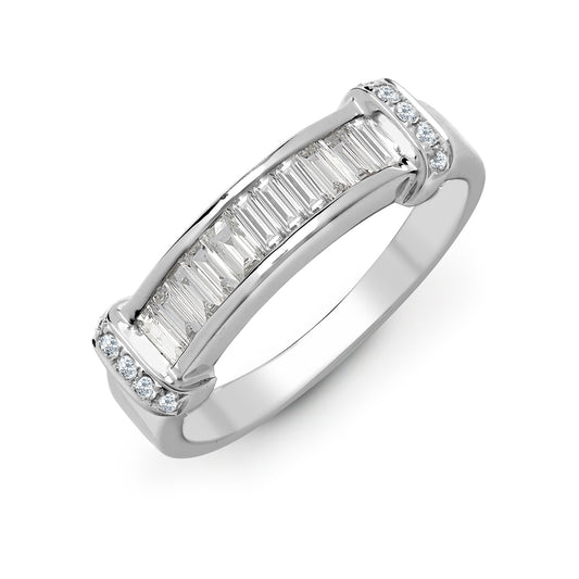 18ct White Gold  Diamond Dual Row Collared Eternity Ring 5.5mm - 18R784