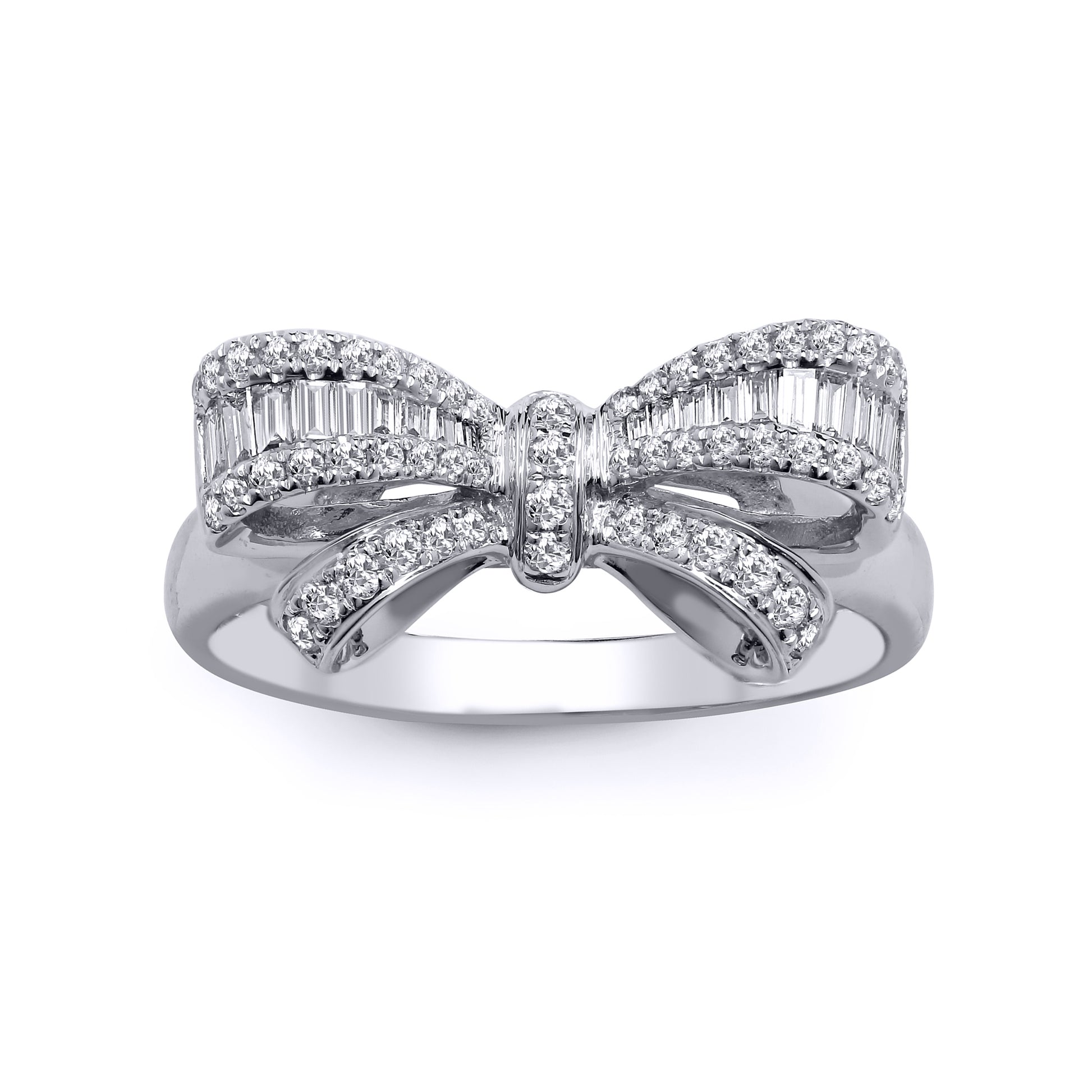 18ct White Gold  0.46ct Diamond Butterfly Bow Tie Dress Ring 7.5mm - 18R786