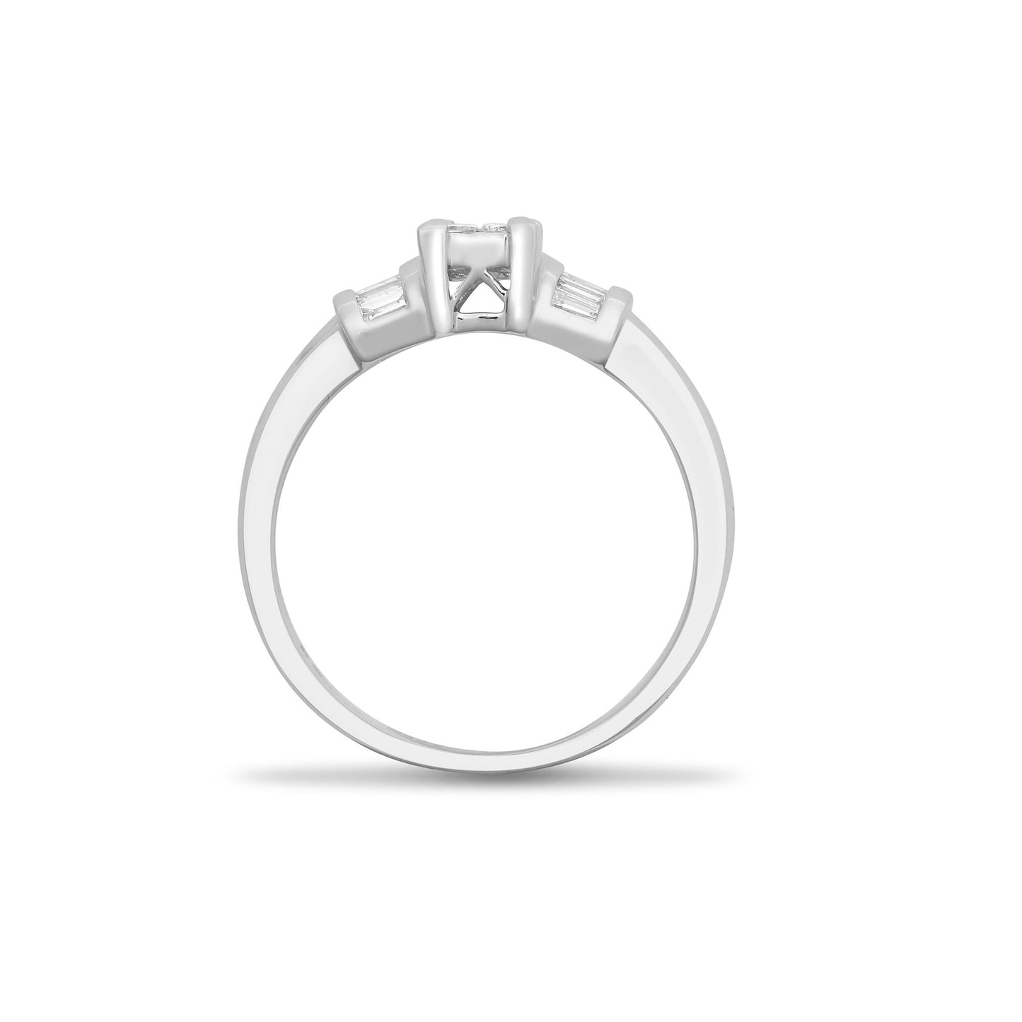 18ct White Gold  Diamond Solitaire Cluster Engagement Ring 5mm - 18R790