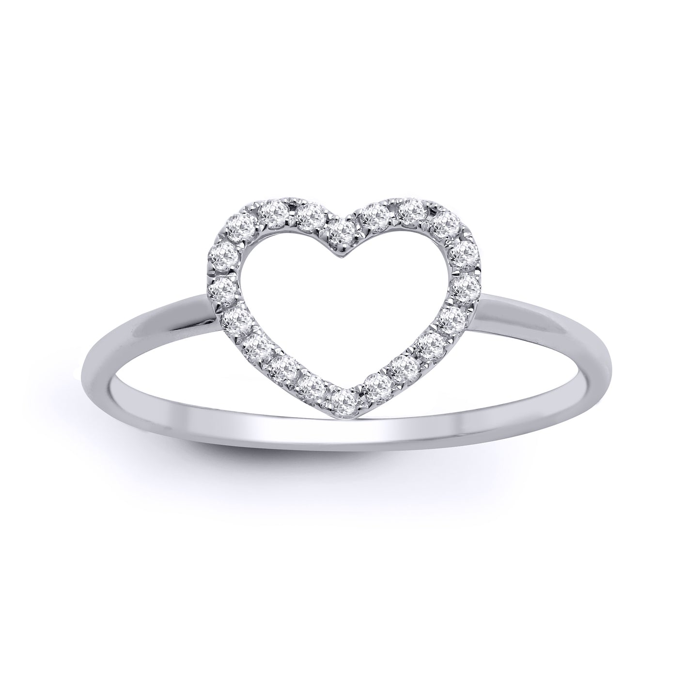 18ct White Gold  0.14ct Diamond Love Heart Halo Dress Ring - 18R797