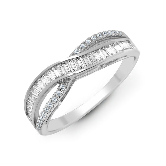 18ct White Gold  0.48ct Diamond Crossover Waves Eternity Ring 5mm - 18R801