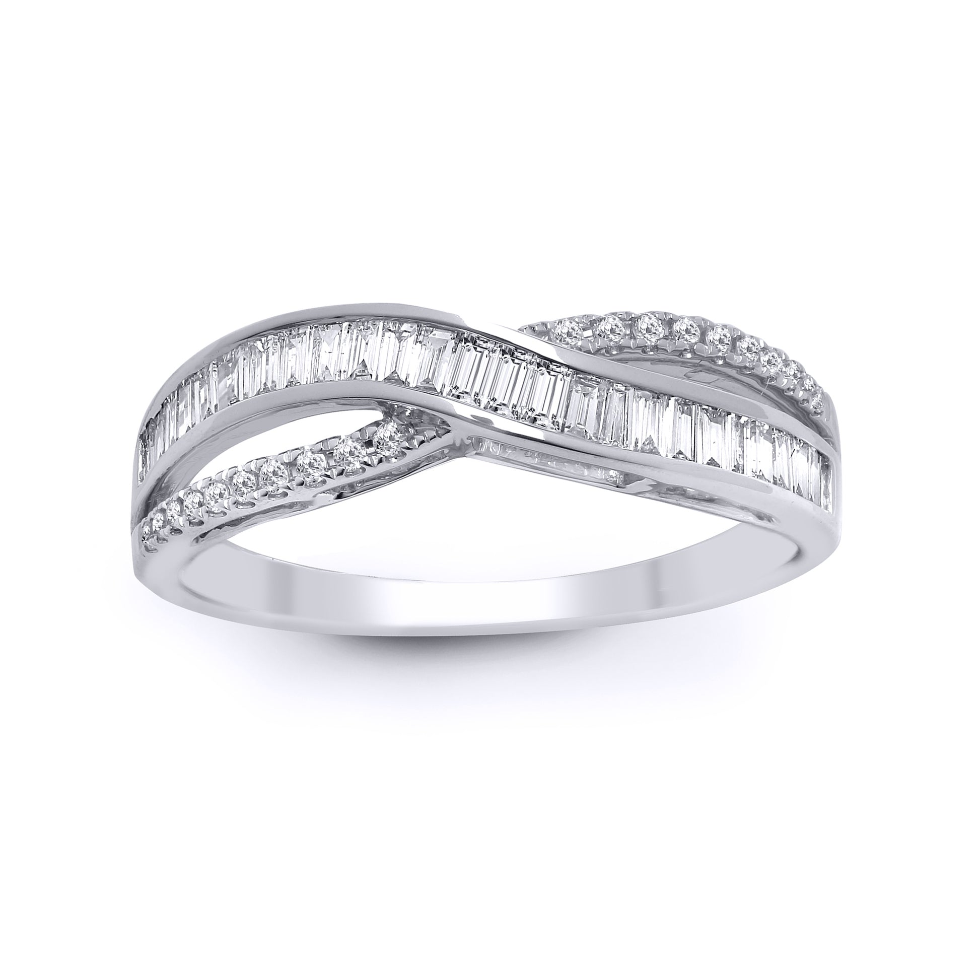 18ct White Gold  0.48ct Diamond Crossover Waves Eternity Ring 5mm - 18R801