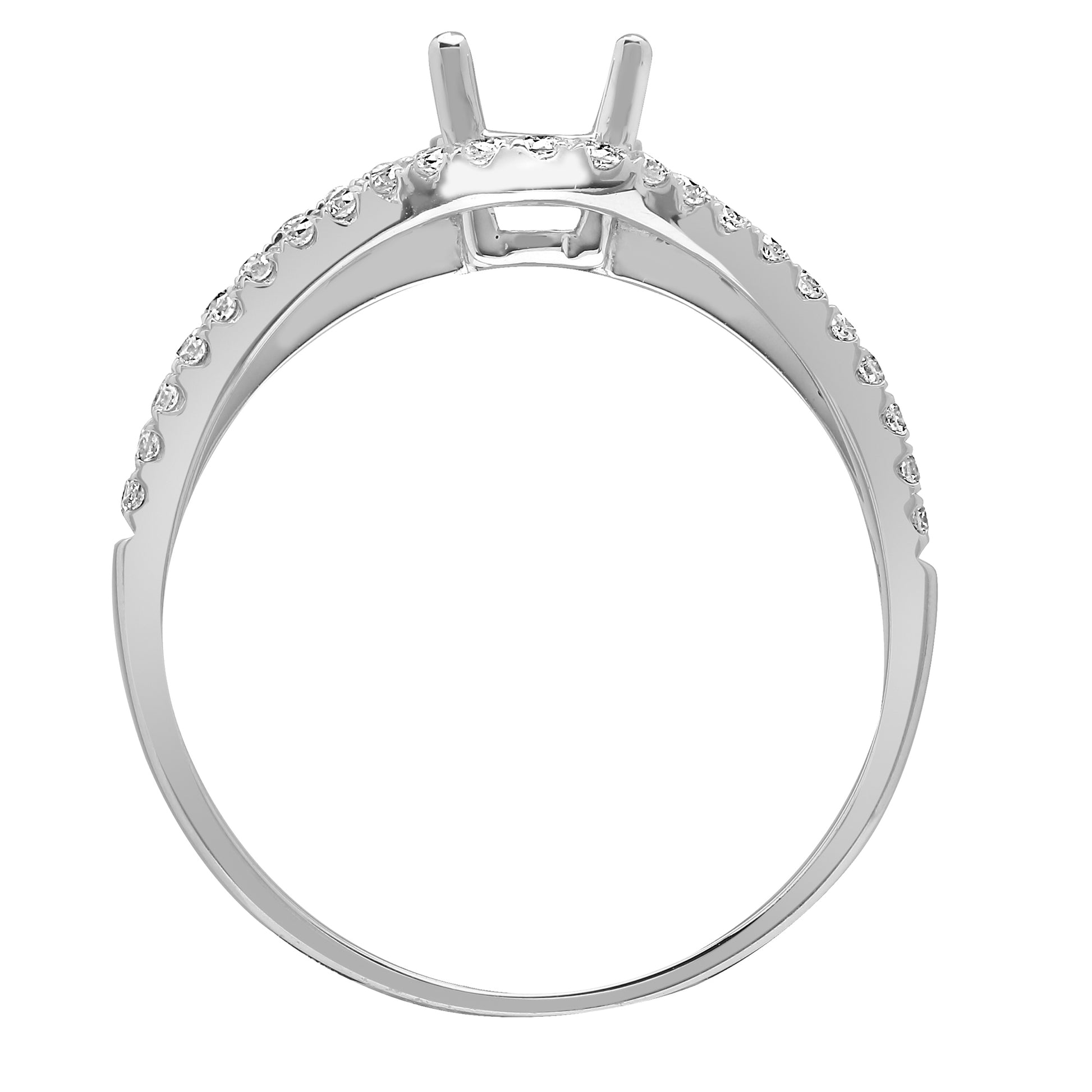 18ct White Gold  0.5ct Diamond Semi Set Mount Engagement Ring 9mm - 18R810-100