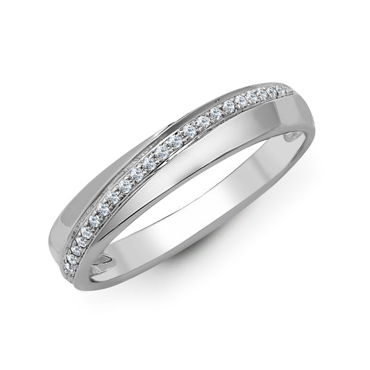 18ct White Gold  0.11ct Diamond Crossover Band Eternity Ring 3.5mm - 18R816