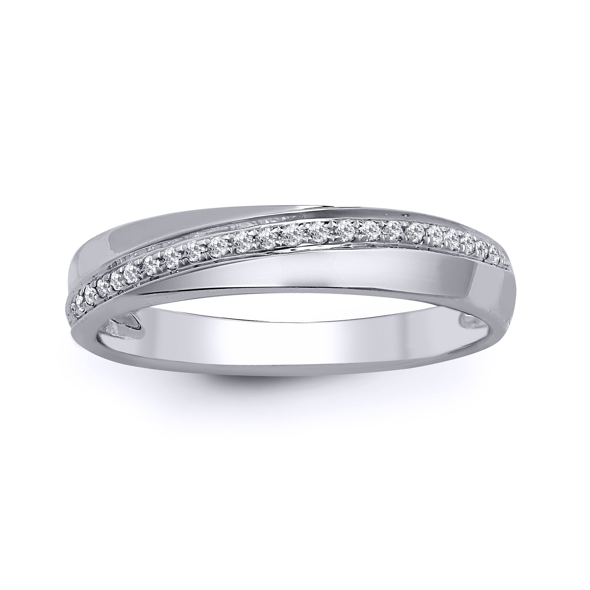 18ct White Gold  0.11ct Diamond Crossover Band Eternity Ring 3.5mm - 18R816