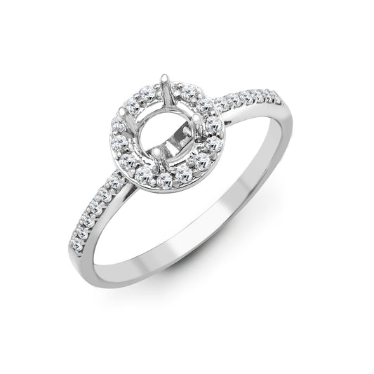 18ct White Gold  Diamond Semi Set Mount Engagement Ring 6.5mm - 18R825-025