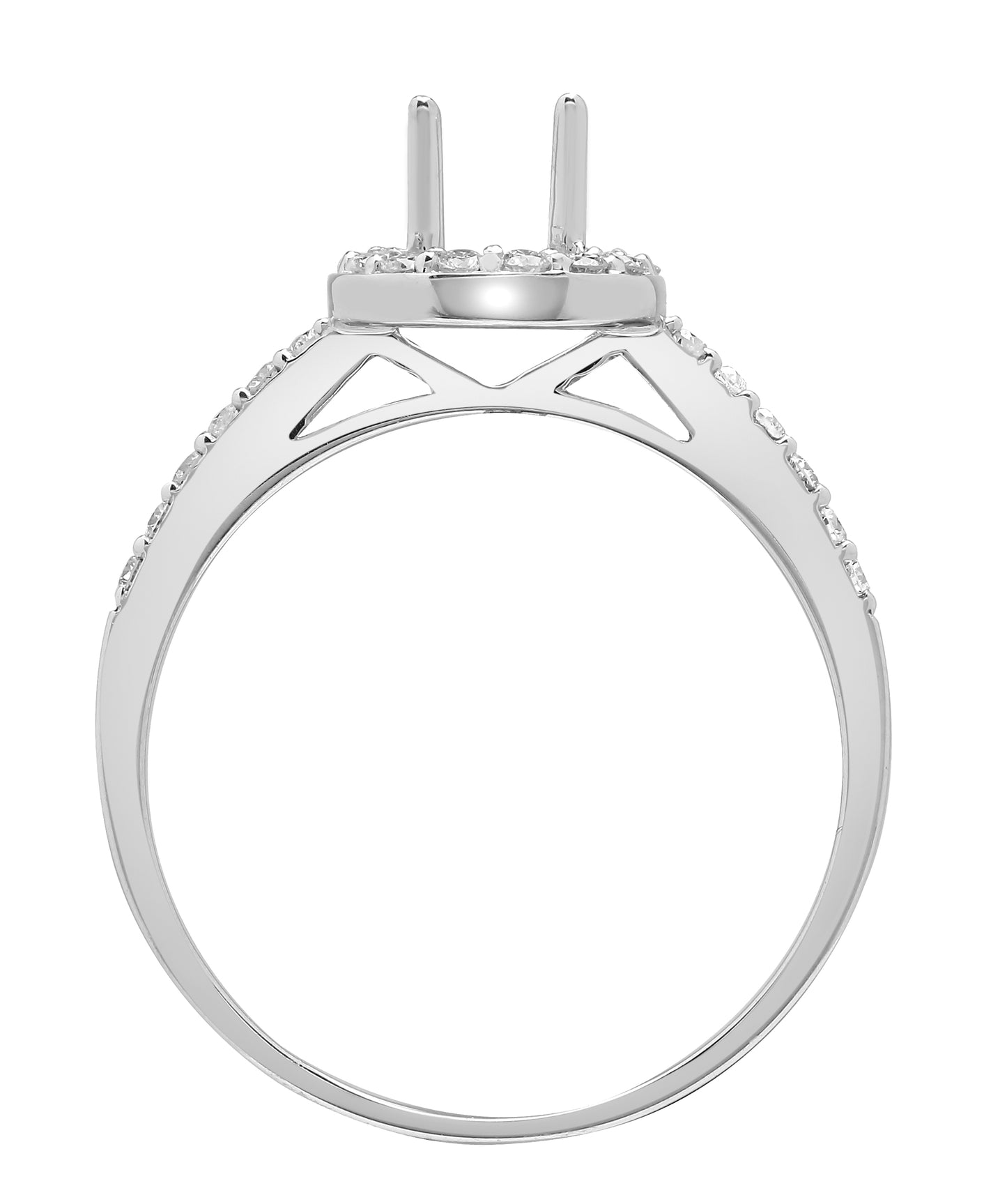 18ct White Gold  0.24ct Diamond Semi Set Mount Engagement Ring 8mm - 18R825-050