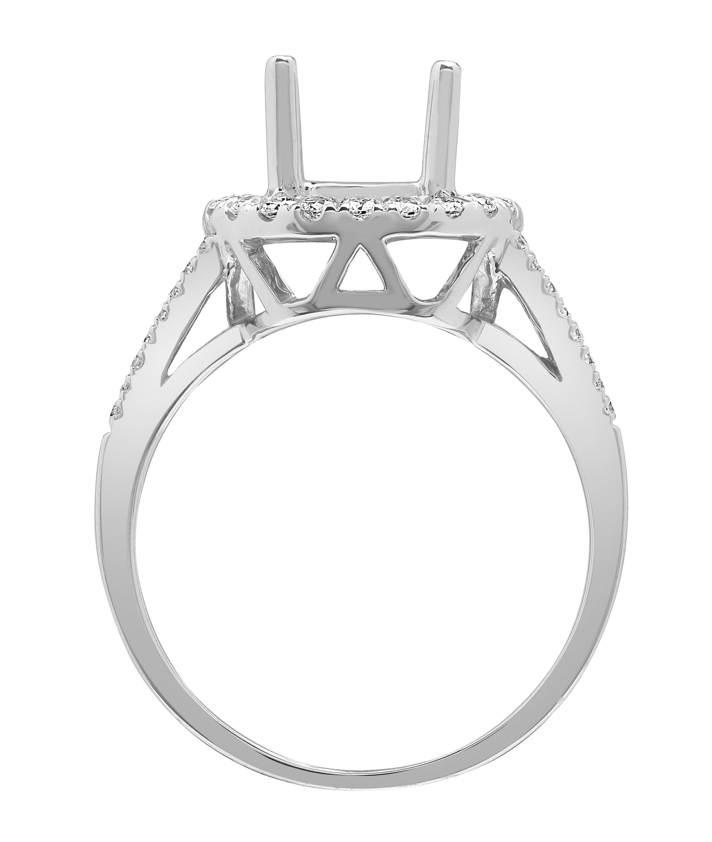 18ct White Gold  Diamond Semi Set Mount Engagement Ring 10mm - 18R829-100