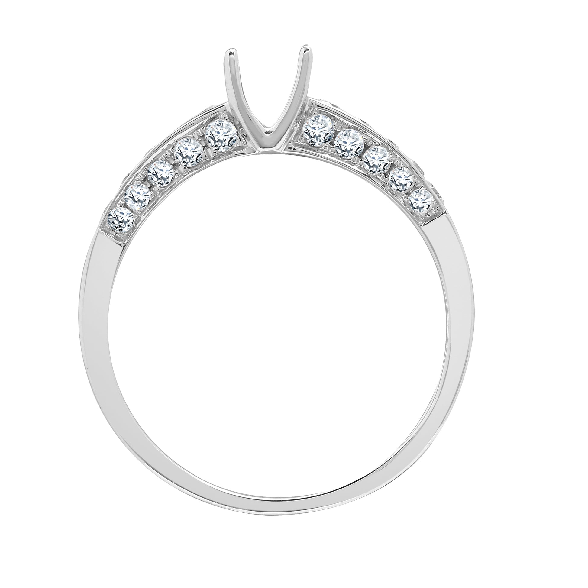 18ct White Gold  Diamond Semi Set Mount Engagement Ring 6.5mm - 18R831-100