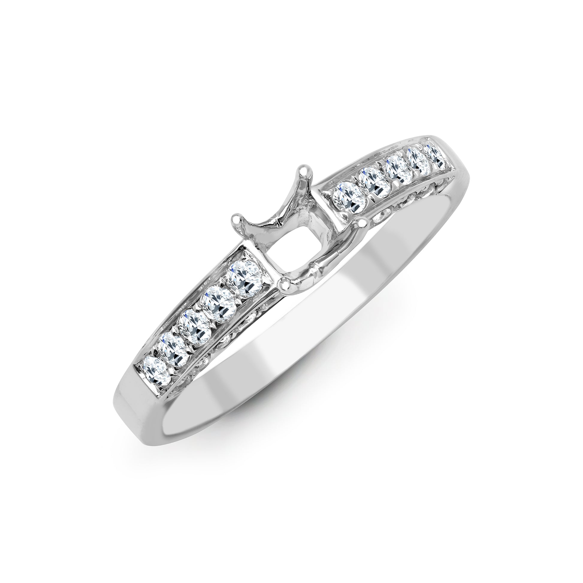 18ct White Gold  Diamond Semi Set Mount Engagement Ring 6.5mm - 18R831-100