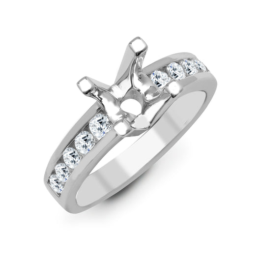18ct White Gold  0.35ct Diamond Semi Set Mount Engagement Ring 6mm - 18R834-075