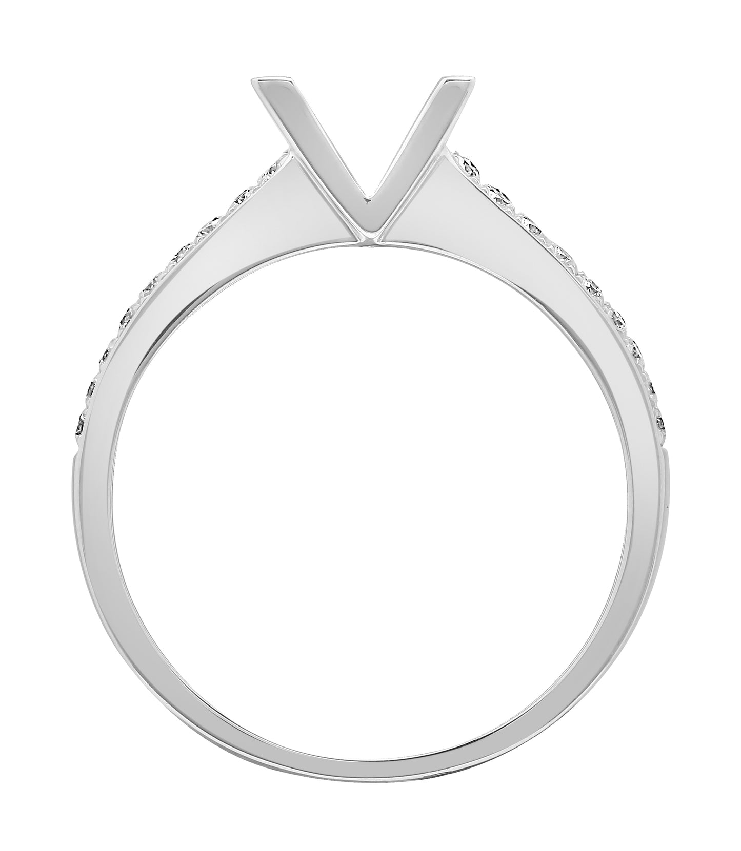 18ct White Gold  0.43ct Diamond Semi Set Mount Engagement Ring 6mm - 18R841-050