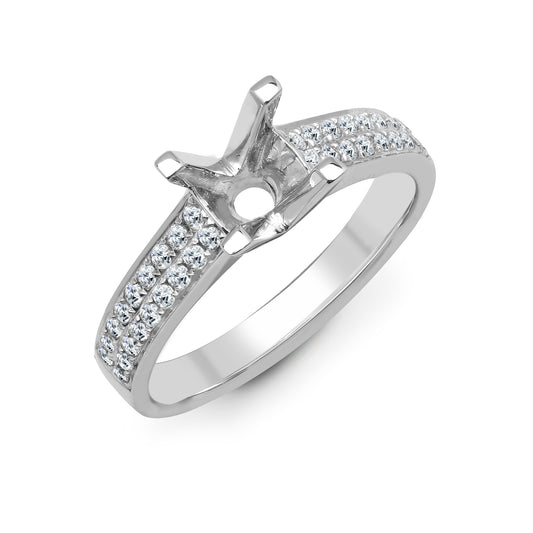 18ct White Gold  Diamond Semi Set Mount Engagement Ring 6.5mm - 18R841-075