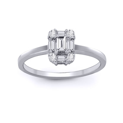 18ct White Gold  0.57ct Diamond Solitaire Style Cluster Ring 8mm - 18R845