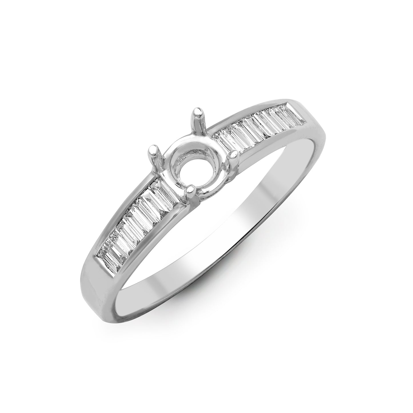 18ct White Gold  Diamond Semi Set Mount Engagement Ring 5.5mm - 18R849-075