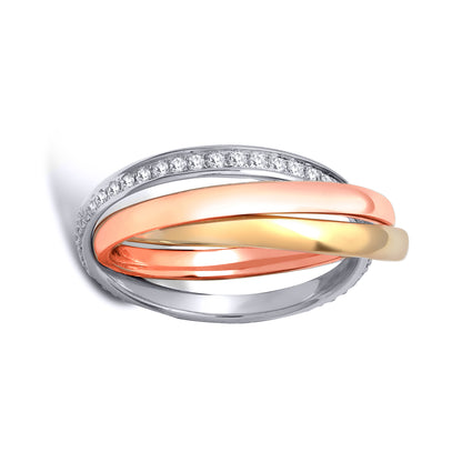 18ct 3 Colour Gold  0.27ct Diamond 2mm Russian Wedding Ring 6mm - 18R859