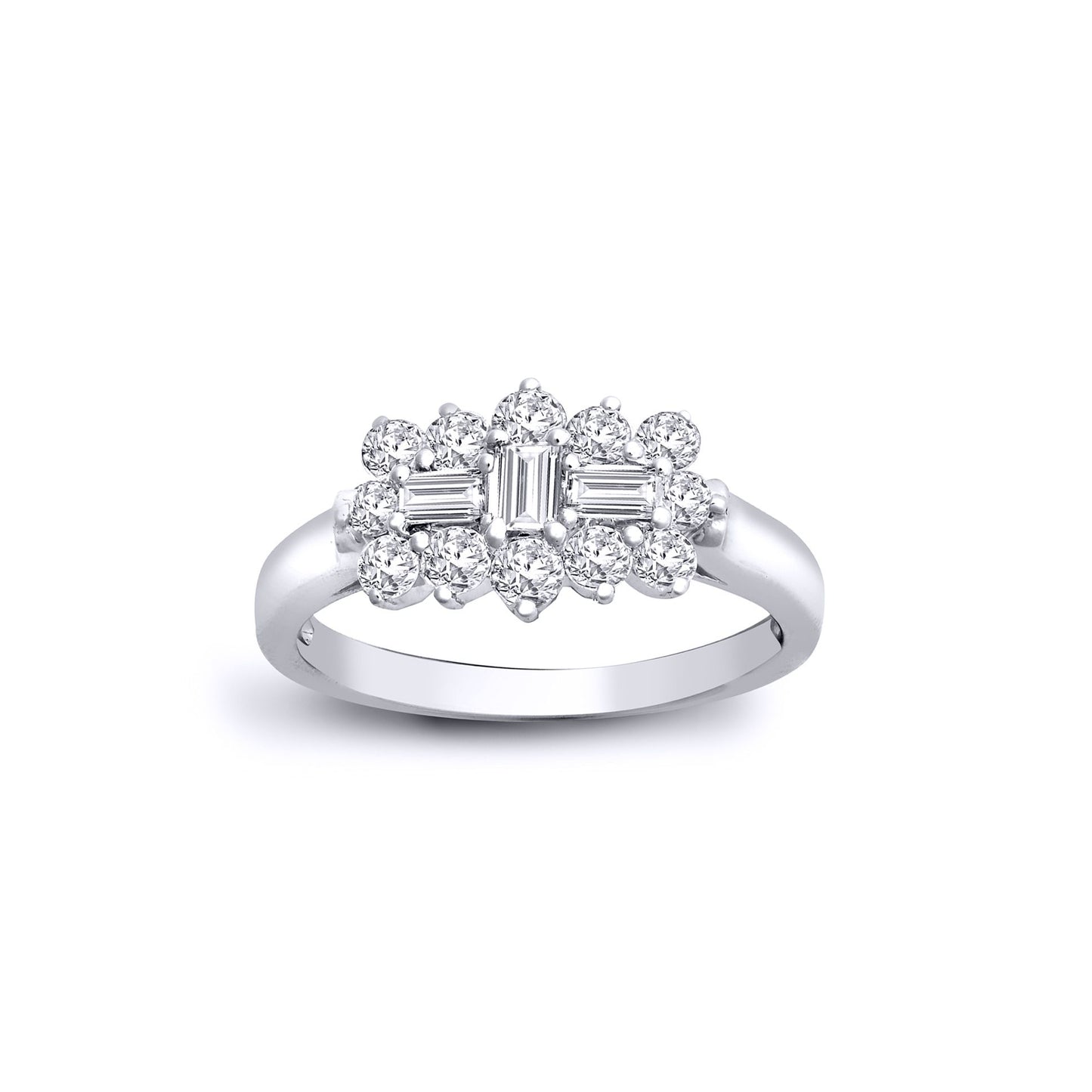 18ct White Gold  0.5ct Diamond Boat Cluster Ring 7mm - 18R885