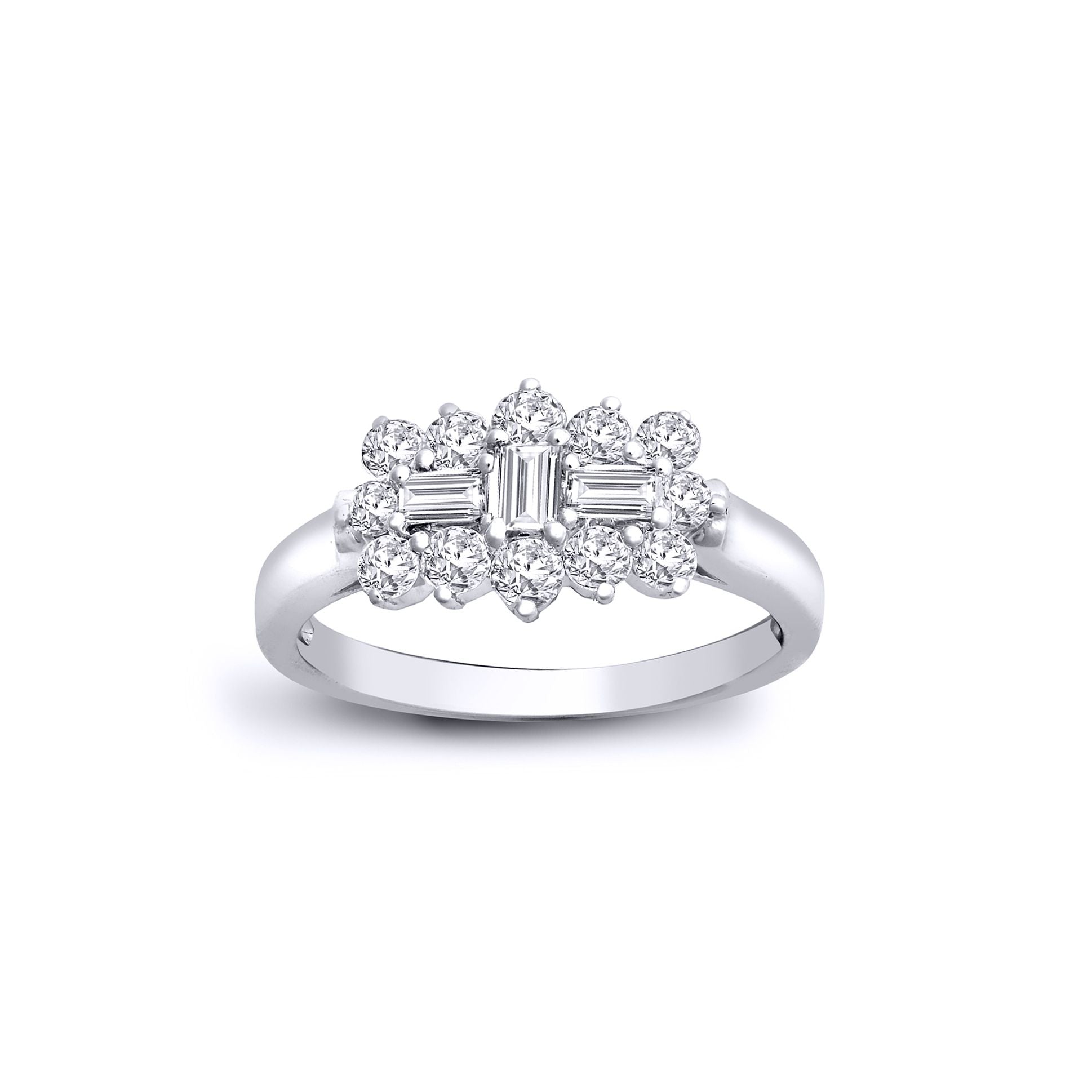 18ct White Gold  0.5ct Diamond Boat Cluster Ring 7mm - 18R885
