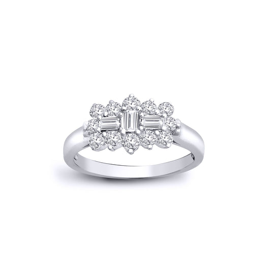 18ct White Gold  0.5ct Diamond Boat Cluster Ring 7mm - 18R885
