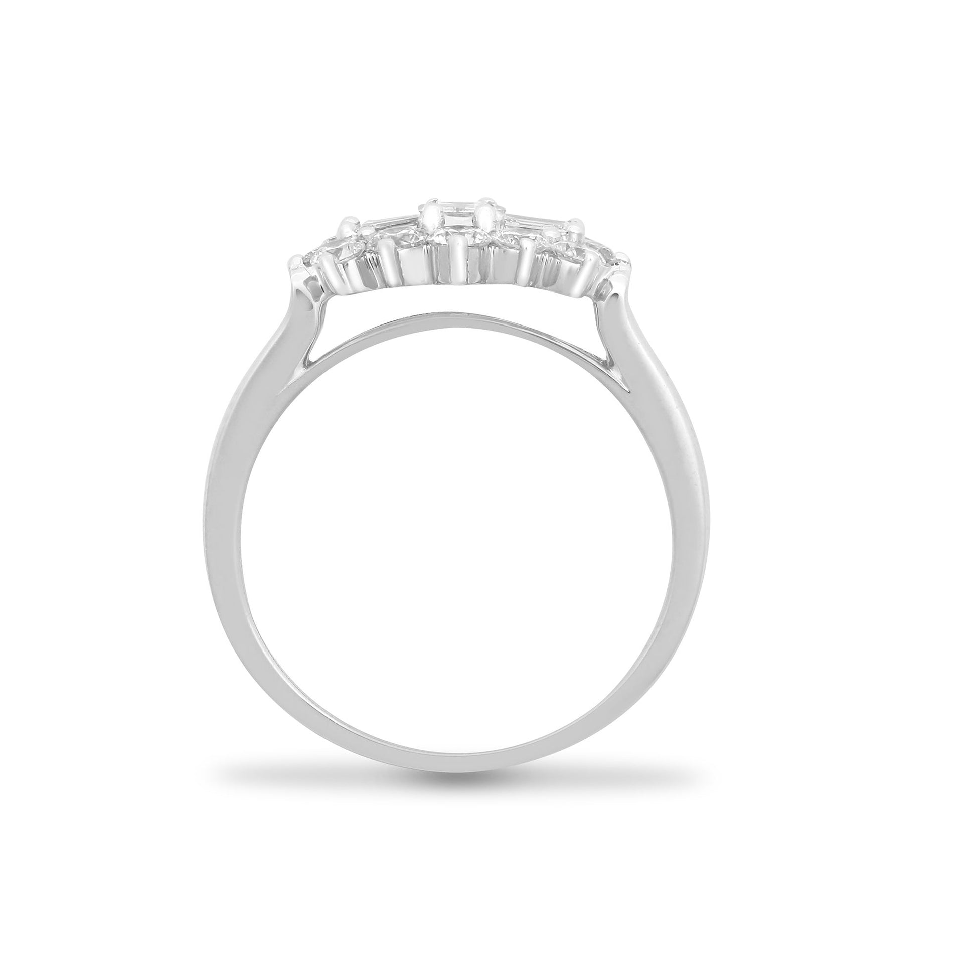 18ct White Gold  1ct Diamond Boat Cluster Ring 9mm - 18R886