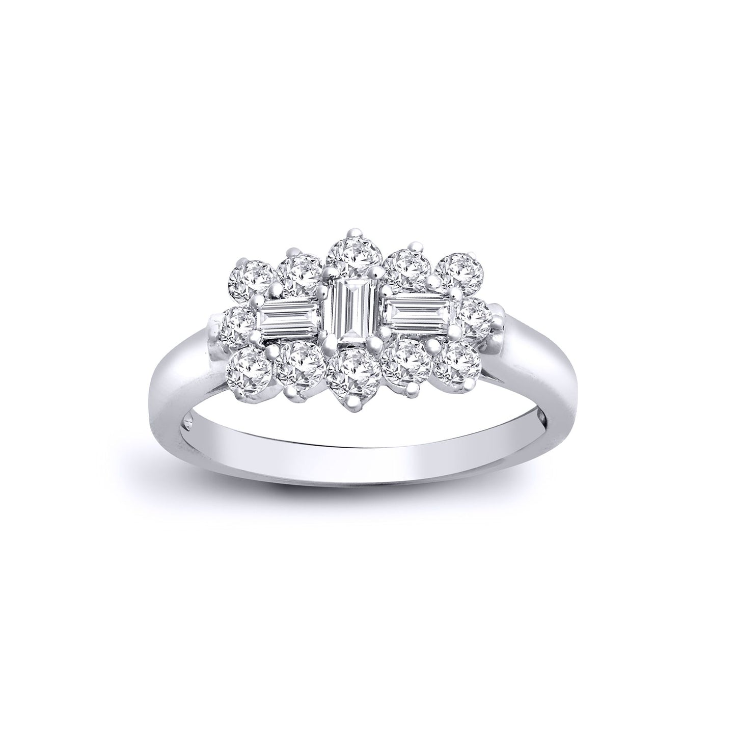 18ct White Gold  1ct Diamond Boat Cluster Ring 9mm - 18R886