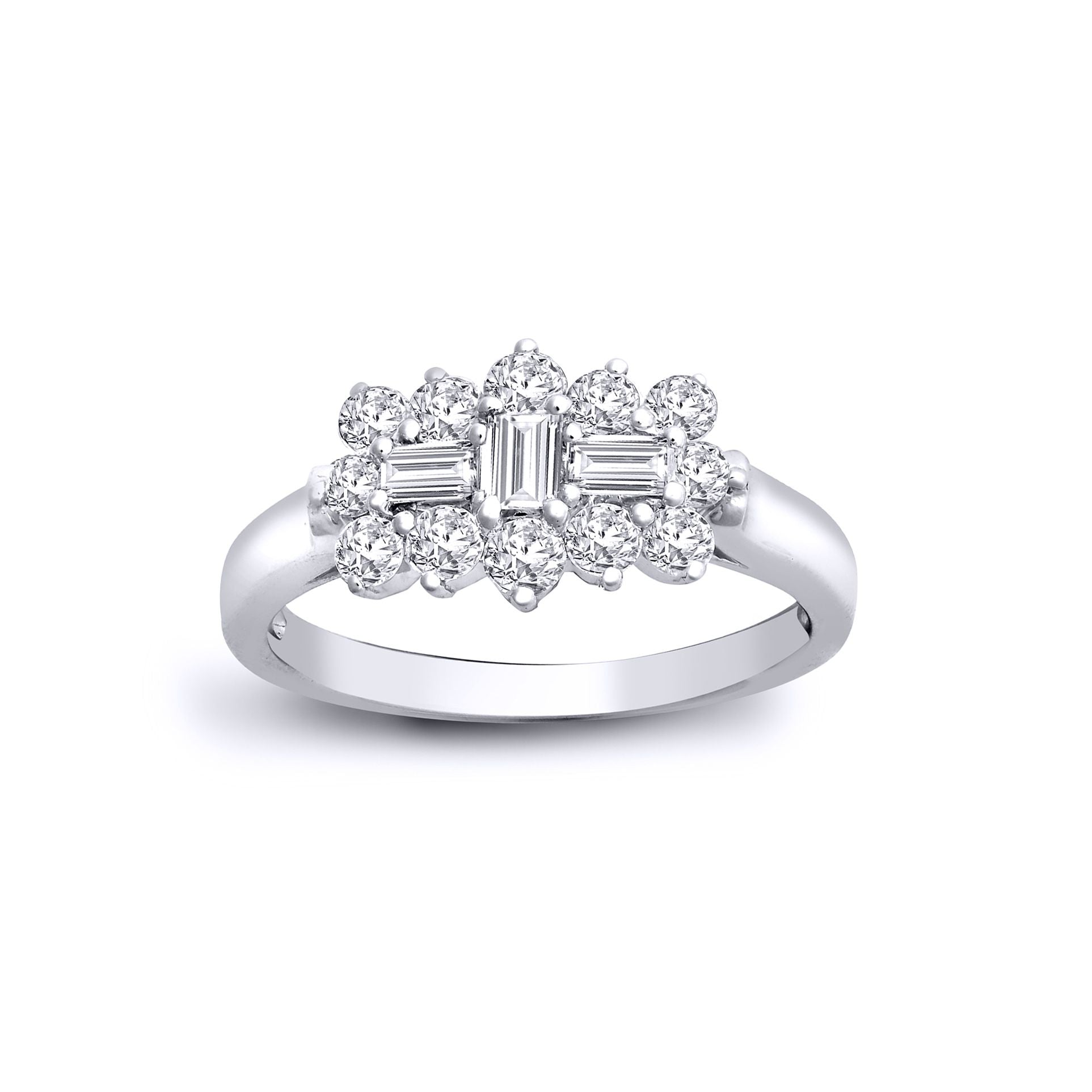 18ct White Gold  1ct Diamond Boat Cluster Ring 9mm - 18R886