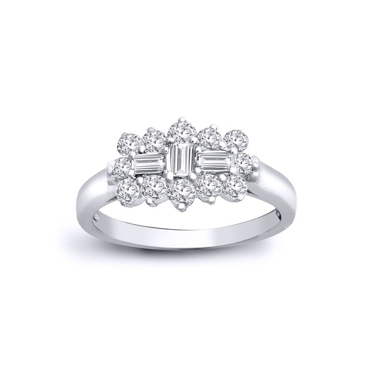 18ct White Gold  1ct Diamond Boat Cluster Ring 9mm - 18R886