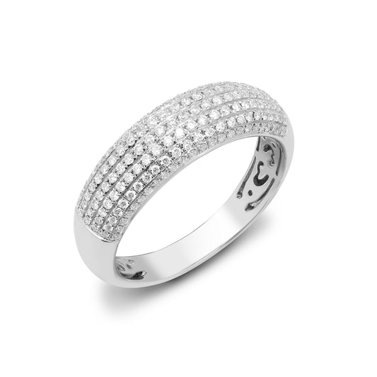 18ct White Gold  0.5ct Diamond Domed Bombe Eternity Ring 6mm - 18R903