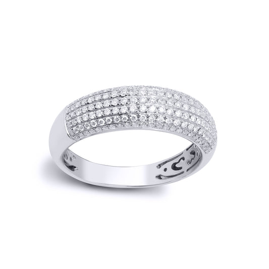 18ct White Gold  0.5ct Diamond Domed Bombe Eternity Ring 6mm - 18R903