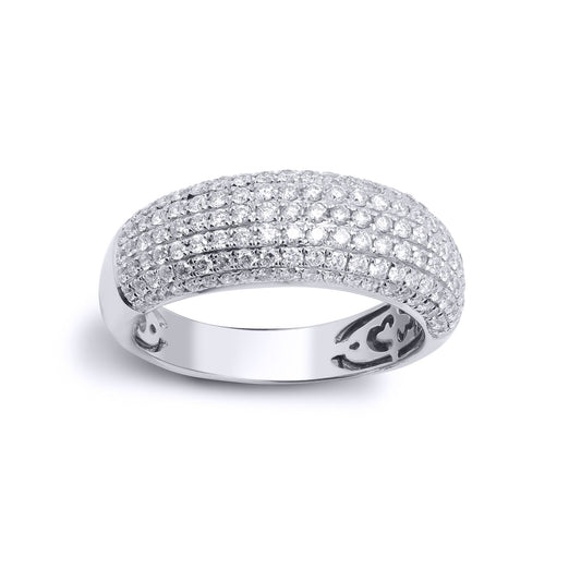 18ct White Gold  1ct Diamond Domed Bombe Eternity Ring 7mm - 18R904