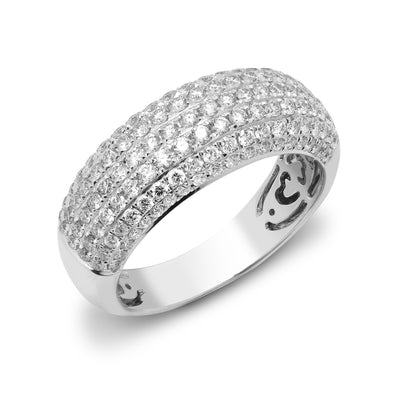 18ct White Gold  1.5ct Diamond Domed Bombe Eternity Ring 8mm - 18R905