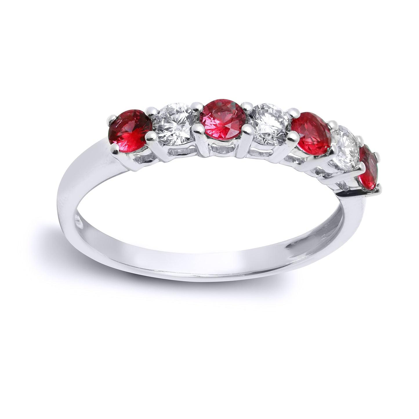 18ct White Gold  Diamond Ruby Alternating Eternity Ring 3mm - 18R910