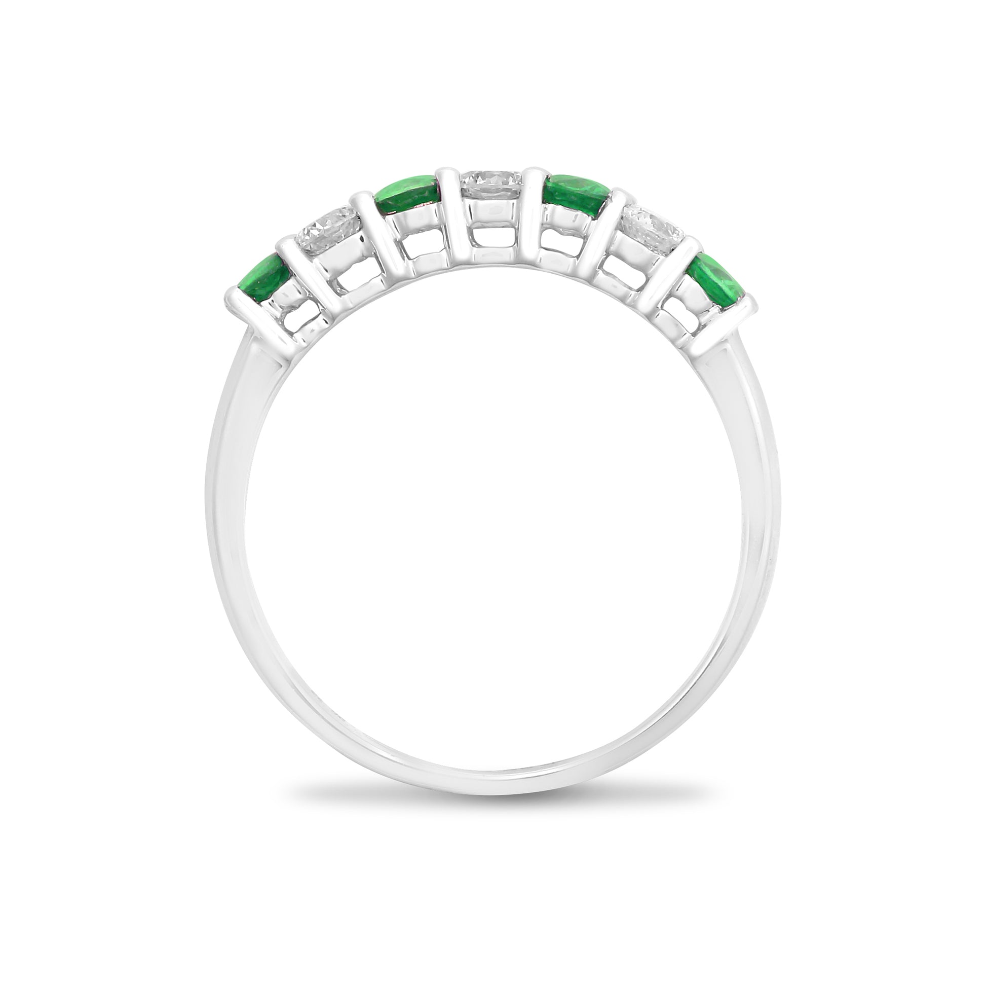 18ct White Gold  Diamond Emerald Alternating Eternity Ring 3mm - 18R911