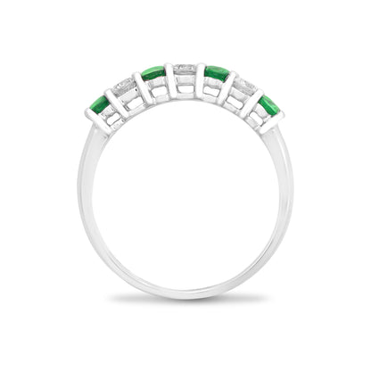 18ct White Gold  Diamond Emerald Alternating Eternity Ring 3mm - 18R911