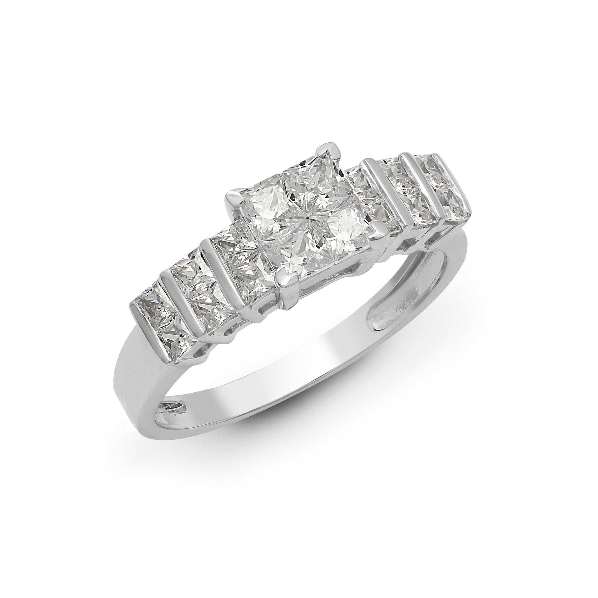 18ct White Gold  Diamond Stairway to Heaven Engagement Ring 6mm - 18R921
