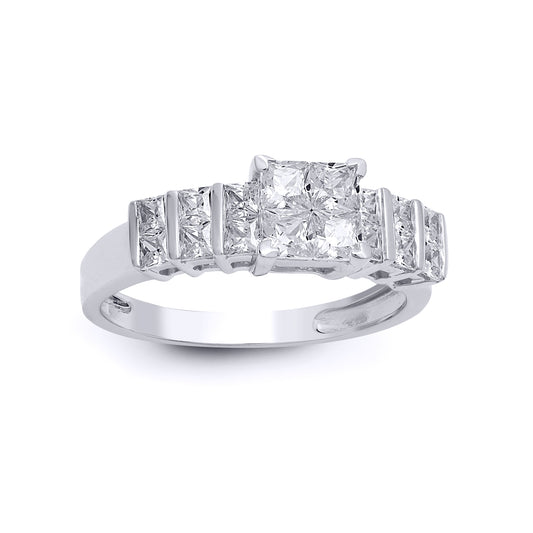 18ct White Gold  Diamond Stairway to Heaven Engagement Ring 6mm - 18R921