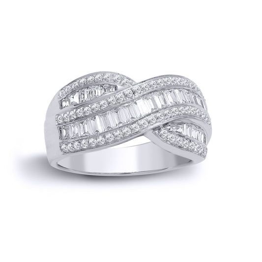 18ct White Gold  1.09ct Diamond Crossover Bow Eternity Ring 10mm - 18R923