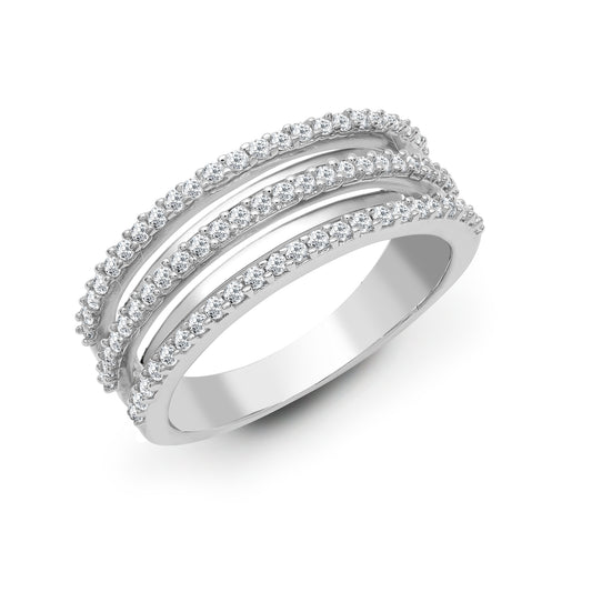 18ct White Gold  0.63ct Diamond Two Tier Eternity Ring 9.5mm - 18R924