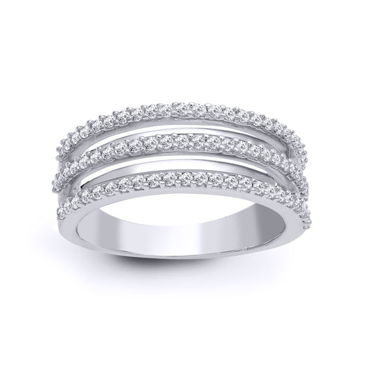 18ct White Gold  0.63ct Diamond Two Tier Eternity Ring 9.5mm - 18R924