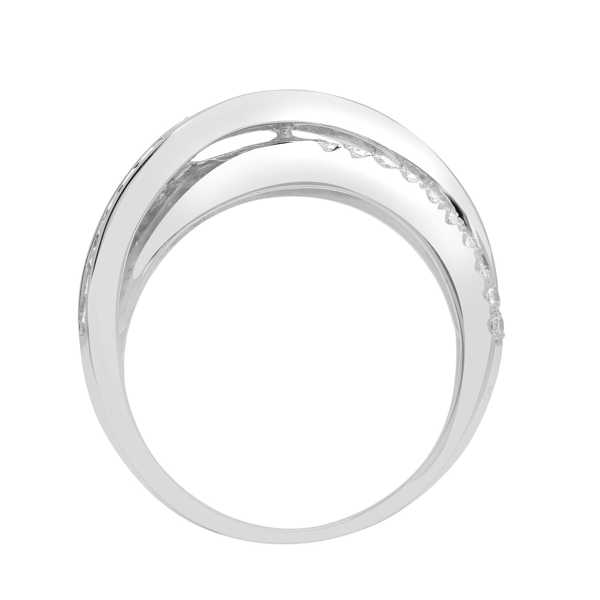 18ct White Gold  Diamond Crossover Waves Eternity Ring 7.5mm - 18R926