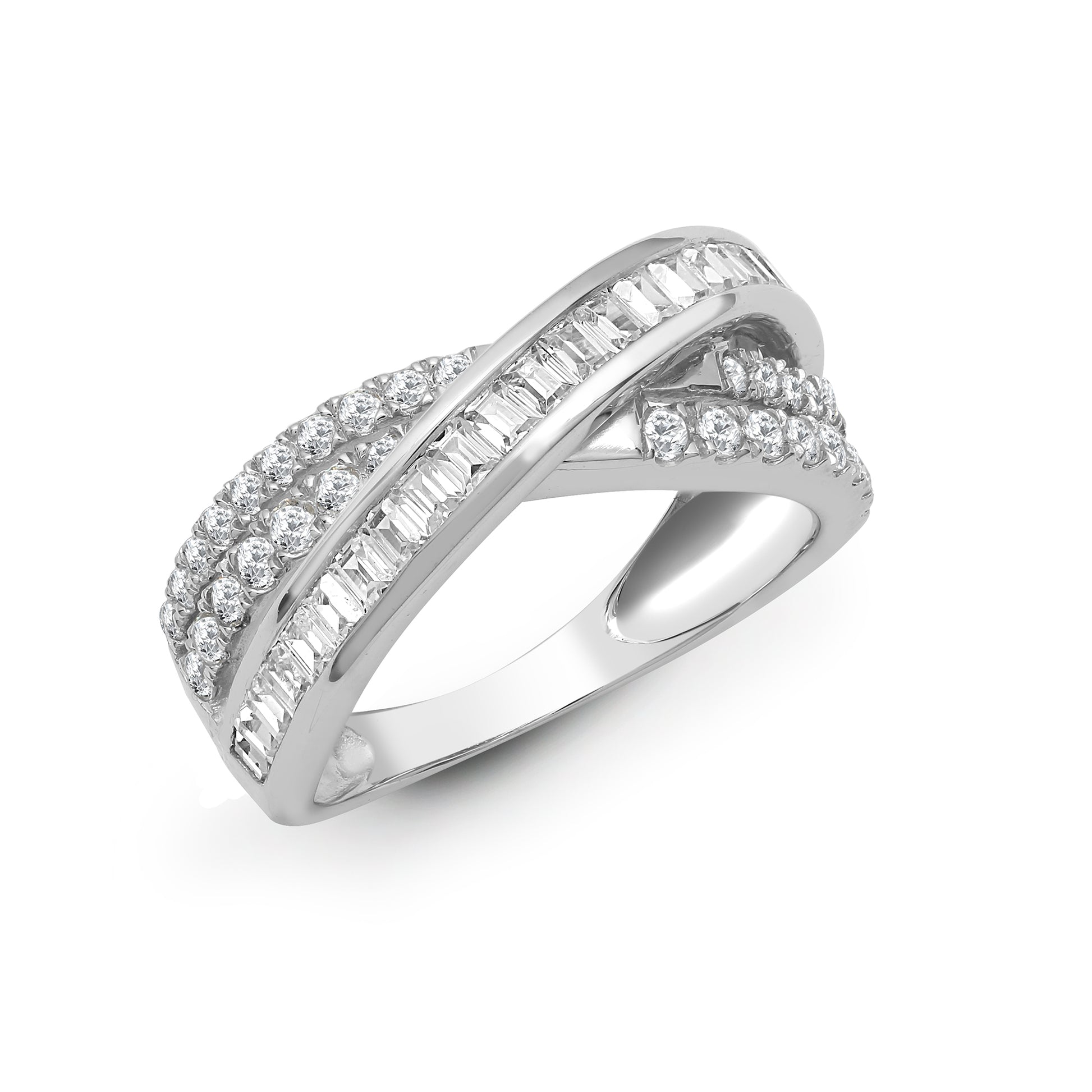 18ct White Gold  Diamond Crossover Waves Eternity Ring 7.5mm - 18R926