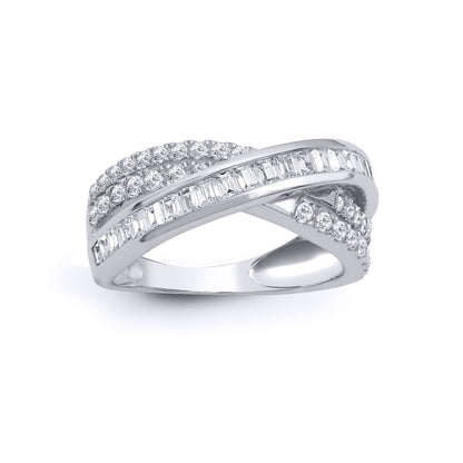 18ct White Gold  Diamond Crossover Waves Eternity Ring 7.5mm - 18R926