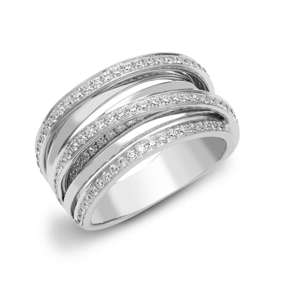 18ct White Gold  0.79ct Diamond Crossover Eternity Ring 14mm - 18R930