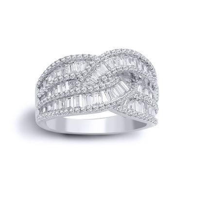 18ct White Gold  1.83ct Diamond Crossover Love Knot Eternity Ring - 18R933