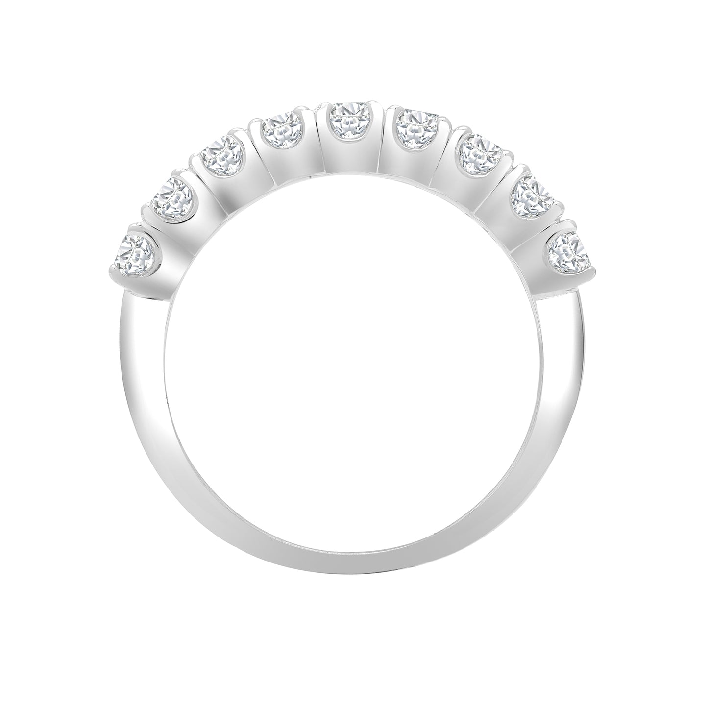 18ct White Gold  0.5ct Diamond 9 Stone Eternity Ring 2.5mm - 18R938-050