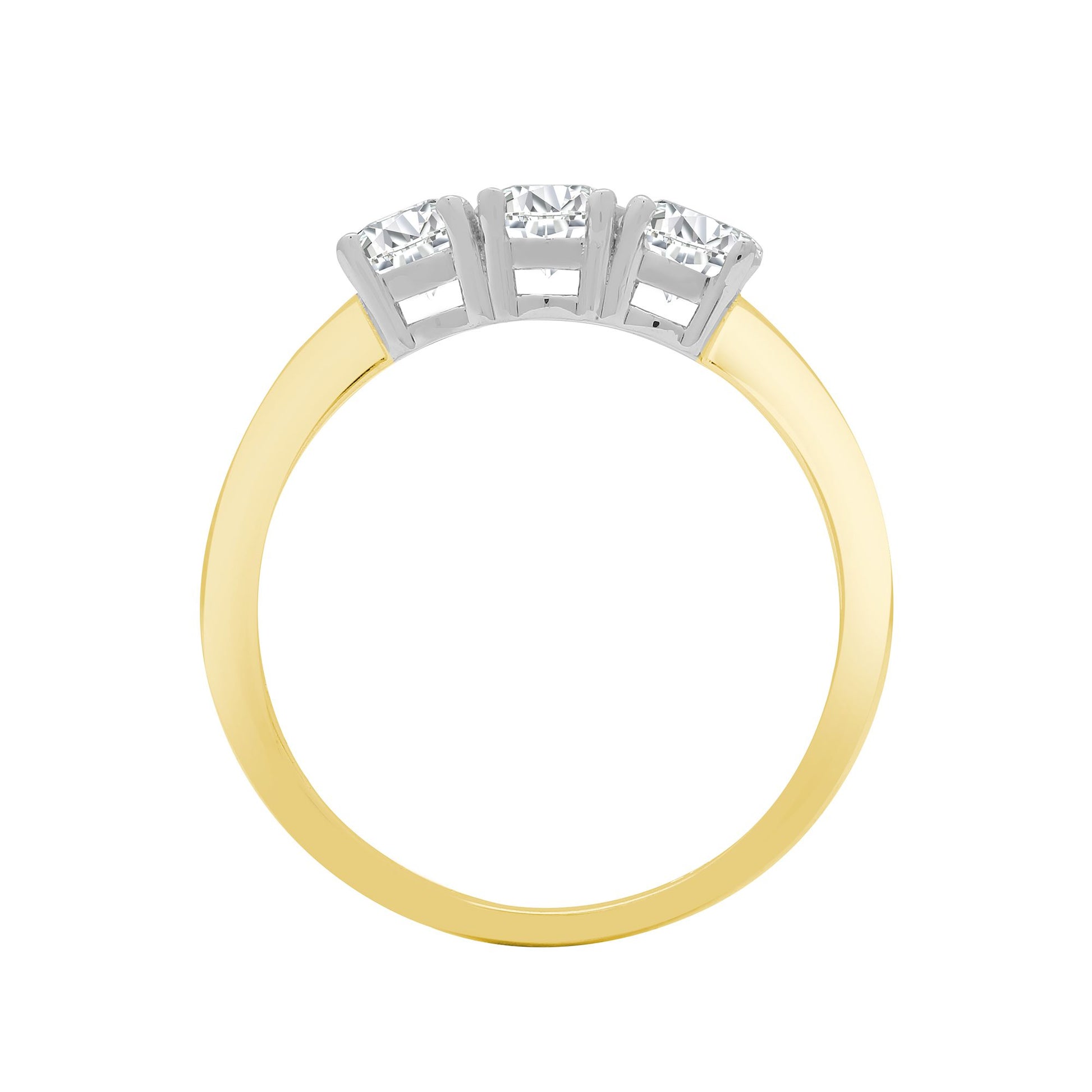 18ct 2 Colour Gold  Diamond 3 Stone Uniform Trilogy Ring 3.5mm - 18R944-025